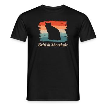 Vintage Rétro British Shorthair Cat Lover - T-shirt homme - noir - Devant - AI Model Male 178 light (178cm)
