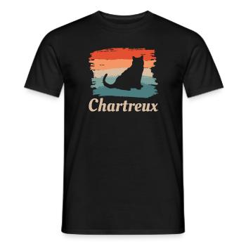Vintage Retro Chartreux Cat Lover - T-shirt homme - noir - Devant - AI Model Male 178 light (178cm)