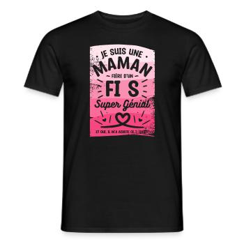 Je Suis Une Maman Fière D'Un Fils Super Génial - T-shirt homme - noir - Devant - AI Model Male 178 light (178cm)