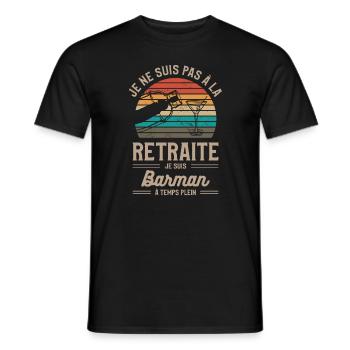 Je Ne Suis Pas À La Retraite Je Suis Barman À - T-shirt homme - noir - Devant - AI Model Male 178 light (178cm)