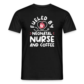Angetrieben von neonatalen Krankenschwestern und Kaffee NICU Krankenschwestern RN - Männer T-Shirt - Schwarz - Vorne - AI Model Male 178 light (178cm)