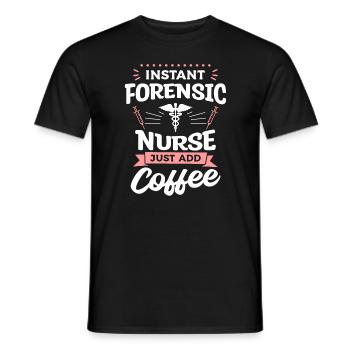 L’infirmière médico-légale instantanée ajoute simplement du café Les infirmières RN - T-shirt homme - noir - Devant - AI Model Male 178 light (178cm)