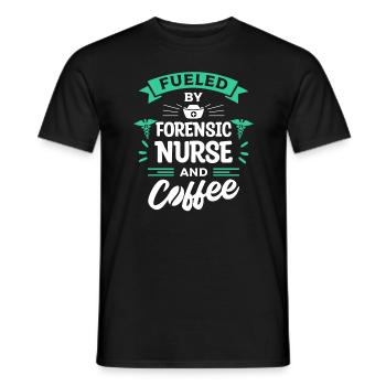 Angetrieben von forensischen Krankenschwestern und Kaffee-ER-Krankenschwestern - Männer T-Shirt - Schwarz - Vorne - AI Model Male 178 light (178cm)