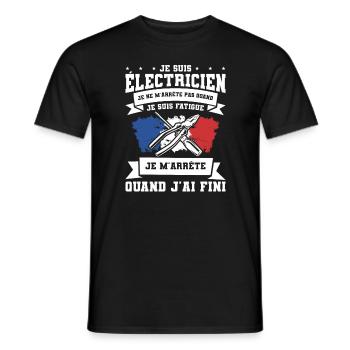 Je Suis Électricien Je Ne M'Arrête Pas Quand Je - Männer T-Shirt - Schwarz - Vorne - AI Model Male 178 light (178cm)
