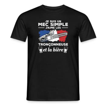 Je Suis Un Mec Simple J'aime Les Tronçonneuses Et - Männer T-Shirt - Schwarz - Vorne - AI Model Male 178 light (178cm)