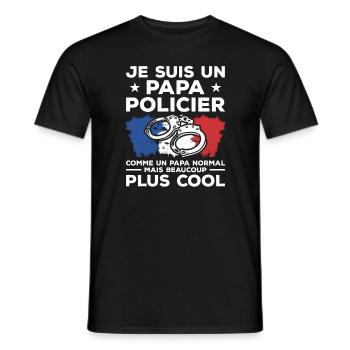 Je Suis Un Papa Policier Comme Un Papa Normal - Männer T-Shirt - Schwarz - Vorne - AI Model Male 178 light (178cm)