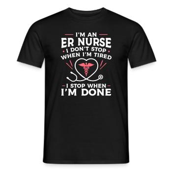 Ich bin eine Krankenschwester in der Notaufnahme Ich höre nicht auf, wenn ich müde bin RN - Männer T-Shirt - Schwarz - Vorne - AI Model Male 178 light (178cm)