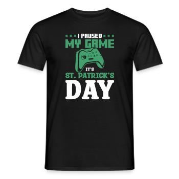 J’ai mis mon jeu en pause C’est la Saint-Patrick Vidéo - T-shirt homme - noir - Devant - AI Model Male 178 light (178cm)