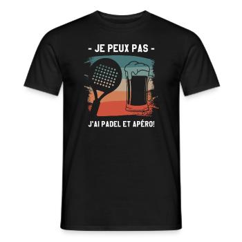 Je Peux Pas J'ai Padel Et Apéro Padeliste - T-shirt homme - noir - Devant - AI Model Male 178 light (178cm)