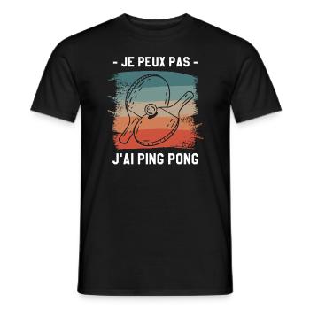 Je Peux Pas J'ai Ping Pong Pongiste - T-shirt homme - noir - Devant - AI Model Male 178 light (178cm)