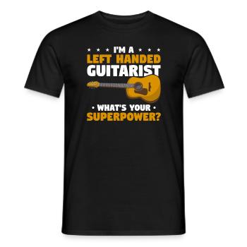 Ich bin ein linkshändiger Gitarrist Was ist deine Superkraft? - Männer T-Shirt - Schwarz - Vorne - AI Model Male 178 light (178cm)