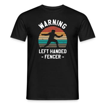 Warnung Linkshänder Fechter Fechten Linksfechter - Männer T-Shirt - Schwarz - Vorne - AI Model Male 178 light (178cm)
