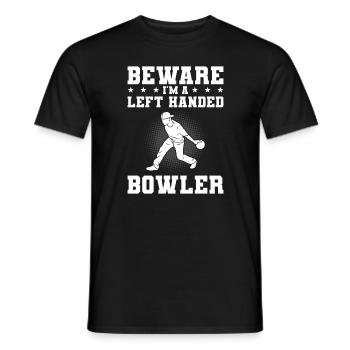 Beware I'm A Left Handed Bowler Lefty Bowling - Men's T-Shirt - black - Front - AI Model Male 178 light (178cm)