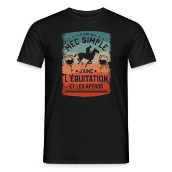 Je Suis Un Mec Simple J'aime L'Équitation Et - T-shirt homme - noir - Devant - AI Model Male 178 light (178cm)