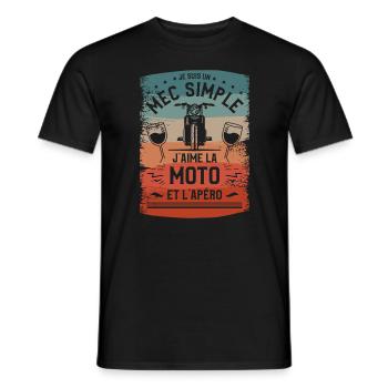 Je Suis Un Mec Simple J'aime La Moto Et L'Apéro - T-shirt homme - noir - Devant - AI Model Male 178 light (178cm)