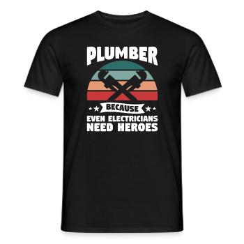 Klempner, weil auch Elektriker Helden brauchen - Männer T-Shirt - Schwarz - Vorne - AI Model Male 178 light (178cm)