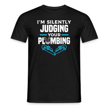 Je juge silencieusement votre plombier de plomberie - T-shirt homme - noir - Devant - AI Model Male 178 light (178cm)