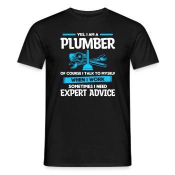 Yes I Am A Plumber Of Course I Talk To Myself When - Men's T-Shirt - black - Front - AI Model Male 178 light (178cm)