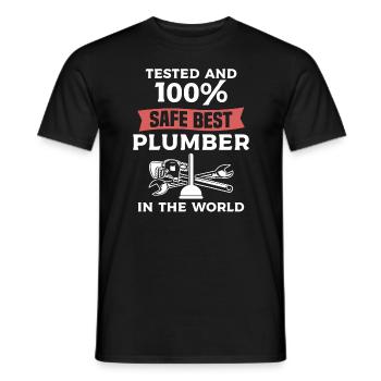 Tested And 100% Safe Best Plumber In The World - Men's T-Shirt - black - Front - AI Model Male 178 light (178cm)