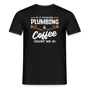 Si cela implique la plomberie et le café, comptez-moi - T-shirt homme - noir - Devant - AI Model Male 178 light (178cm)