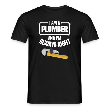 Ich bin ein Klempner und ich bin immer richtig Klempner - Männer T-Shirt - Schwarz - Vorne - AI Model Male 178 light (178cm)