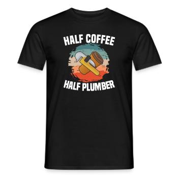 Moitié café moitié plombier plombier plombiers - T-shirt homme - noir - Devant - AI Model Male 178 light (178cm)