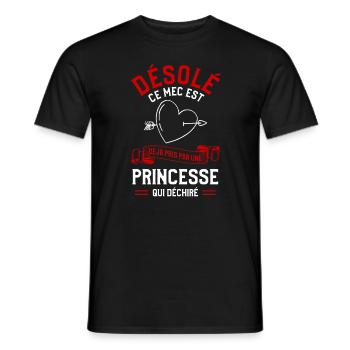 Désolé Ce Mec Est Déjà Pris Par Une Princesse Qui - T-shirt homme - noir - Devant - AI Model Male 178 light (178cm)