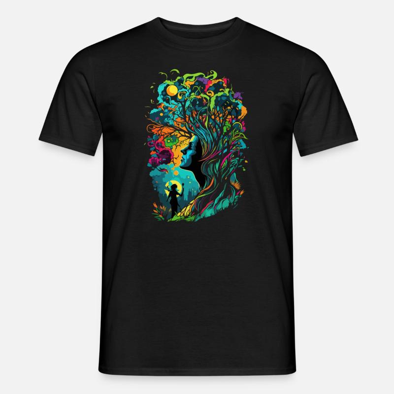 Frau des Waldes bunt - Männer T-Shirt - Schwarz