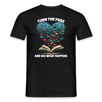 Réservez Tournez la page et voyez ce qui se passe - T-shirt homme - noir - Devant - AI Model Male 178 light (178cm)