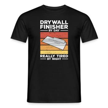 Finition de cloison sèche le jour vraiment fatigué la nuit - T-shirt homme - noir - Devant - AI Model Male 178 light (178cm)