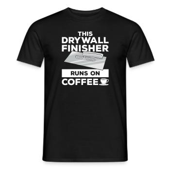 Cette finisseur de cloisons sèches fonctionne sur des cloisons sèches au café - T-shirt homme - noir - Devant - AI Model Male 178 light (178cm)