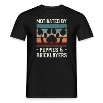 Motivé par les chiots et les maçons maçons - T-shirt homme - noir - Devant - AI Model Male 178 light (178cm)