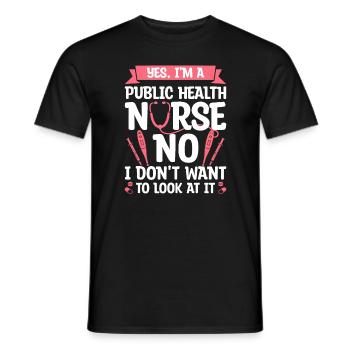 Oui, je suis infirmière en santé publique Non, je ne veux pas - T-shirt homme - noir - Devant - AI Model Male 178 light (178cm)