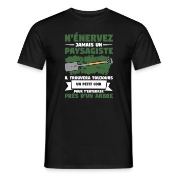 N'Énervez Jamais Un Paysagiste Il Trouvera - T-shirt homme - noir - Devant - AI Model Male 178 light (178cm)