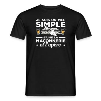 Je Suis Un Mec Simple J'aime La Maçonnerie Et - T-shirt homme - noir - Devant - AI Model Male 178 light (178cm)