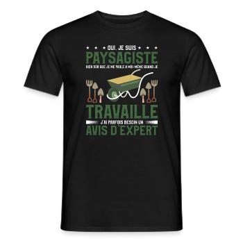Oui Je Suis Paysagiste Bien Sûr Que Je Me Parle À - T-shirt homme - noir - Devant - AI Model Male 178 light (178cm)