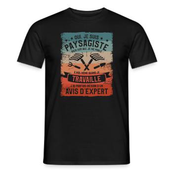 Oui Je Suis Paysagiste Bien Sûr Que Je Me Parle À - T-shirt homme - noir - Devant - AI Model Male 178 light (178cm)