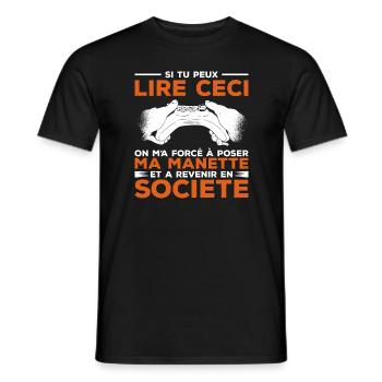 Ceci On M'a Forcé À Poser Ma Manette Et À Revenir - T-shirt homme - noir - Devant - AI Model Male 178 light (178cm)