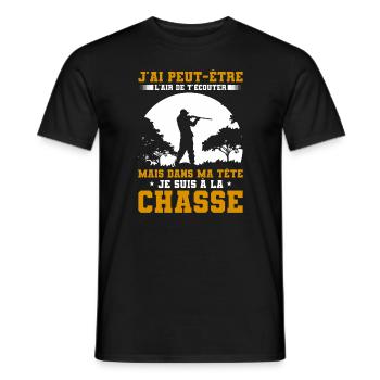 Mais Dans Ma Tête Je Suis À La Chasse Chasseur - T-shirt homme - noir - Devant - AI Model Male 178 light (178cm)