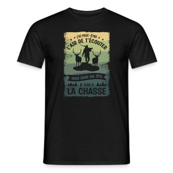 Mais Dans Ma Tête Je Suis À La Chasse Chasseur - T-shirt homme - noir - Devant - AI Model Male 178 light (178cm)