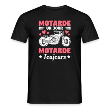 Motarde Un Jour Motarde Toujours Moto - T-shirt homme - noir - Devant - AI Model Male 178 light (178cm)