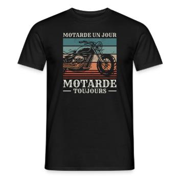Motarde Un Jour Motarde Toujours Moto - T-shirt homme - noir - Devant - AI Model Male 178 light (178cm)