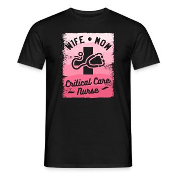 Wife Mom Critical Care Nurse Emergency Room Nurses - Men's T-Shirt - black - Front - AI Model Male 178 light (178cm)