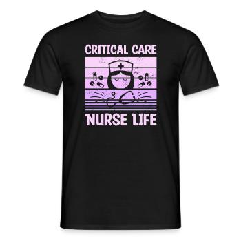 Critical Care Nurse Life CCRN ICU Nurses - Men's T-Shirt - black - Front - AI Model Male 178 light (178cm)