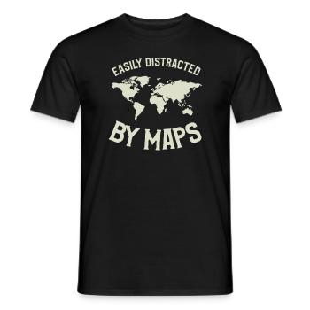 Leicht abgelenkt durch Kartenerstellung Geografie - Männer T-Shirt - Schwarz - Vorne - AI Model Male 178 light (178cm)