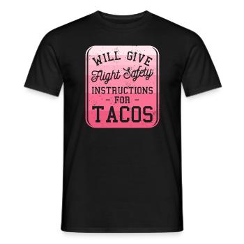 Donnera des instructions de sécurité de vol pour les tacos - T-shirt homme - noir - Devant - AI Model Male 178 light (178cm)