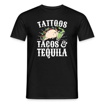 Tattoos Tacos & Tequila Tattoo Lover - Men's T-Shirt - black - Front - AI Model Male 178 light (178cm)