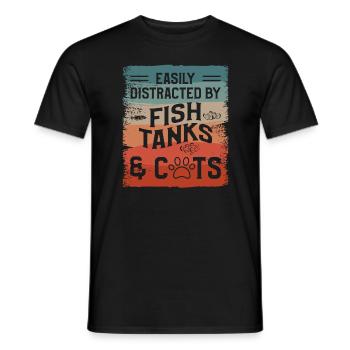 Facilement distrait par les aquariums et les chats Fishkeeper - T-shirt homme - noir - Devant - AI Model Male 178 light (178cm)