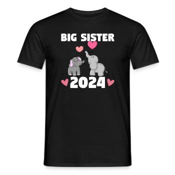 Big Sister 2024 Cute Elephant Sibling Reveal - Men's T-Shirt - black - Front - AI Model Male 178 light (178cm)