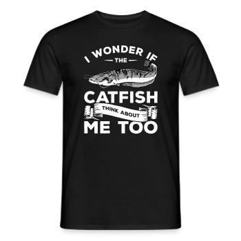 Ich frage mich, ob der Wels auch an mich denkt - Männer T-Shirt - Schwarz - Vorne - AI Model Male 178 light (178cm)